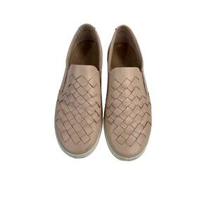 Ecco Soft 7 Women's Shoes Sz 7 Pink Rose Leather Slip On Woven Comfort Sneakers